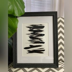 Abstract Acrylic Original Painting On Canvas Paper 9X12 Wall Art Black White